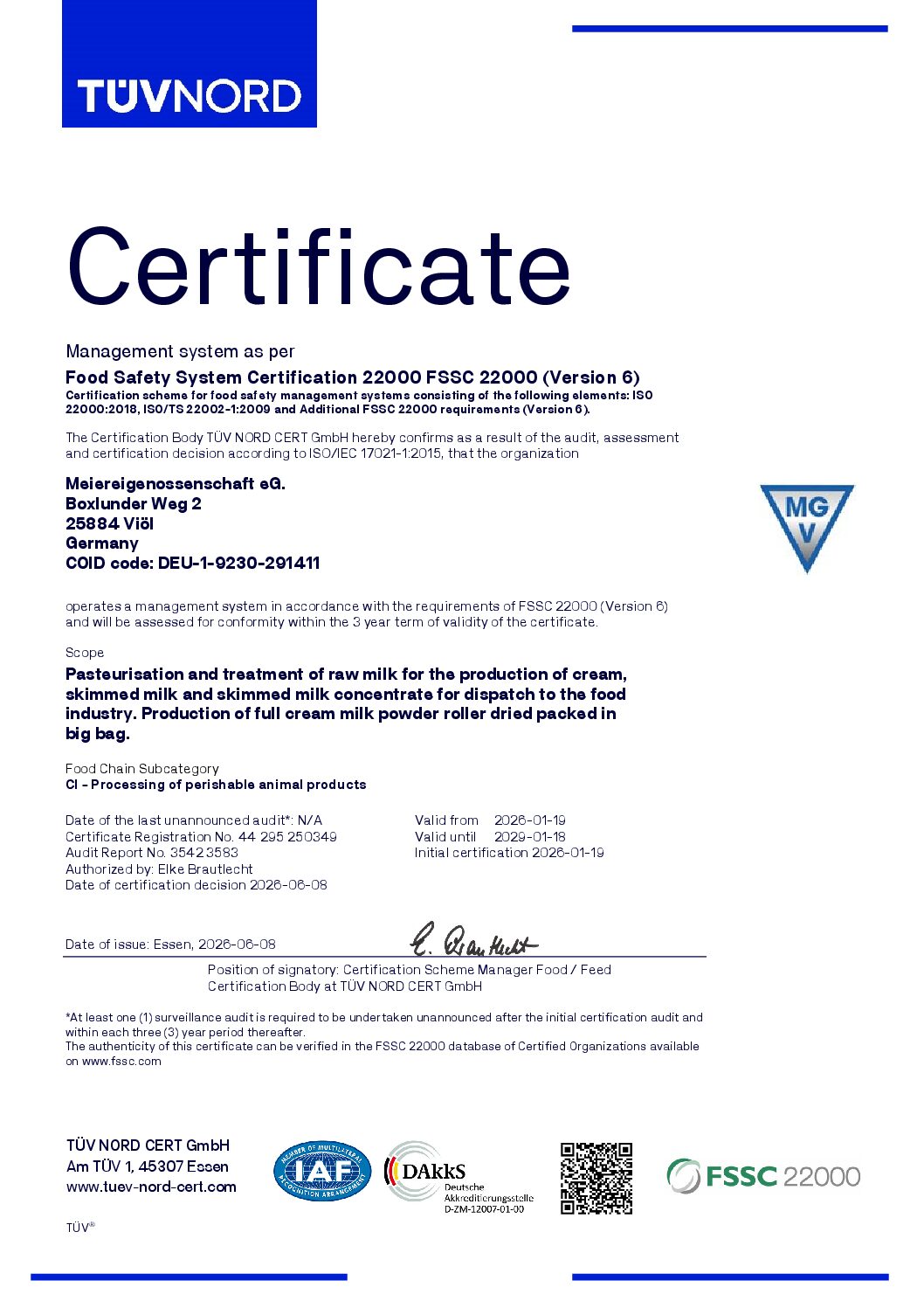 250349 Meiereigenossenschaft eG. FSSC V6 Erw 26 oz en